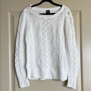 GAP White Cable Knit Sweater